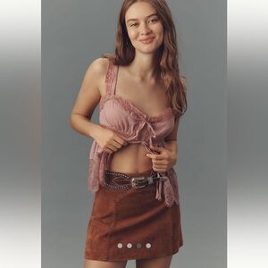 Suede Anthropologie NWT Retrofete Juana Suede Mini Skirt size M.